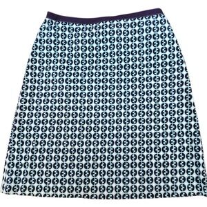 Boden Retro Mod Skirt Geometric Print Sz 8R Blue A-Line Mini Cotton